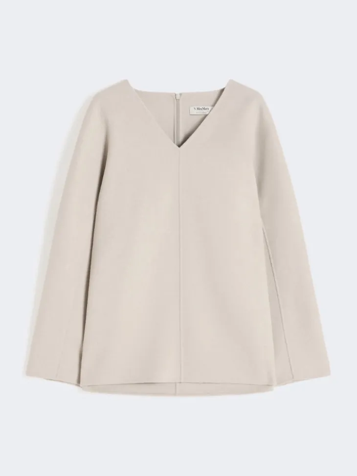Wool broadcloth blouse - BEIGE