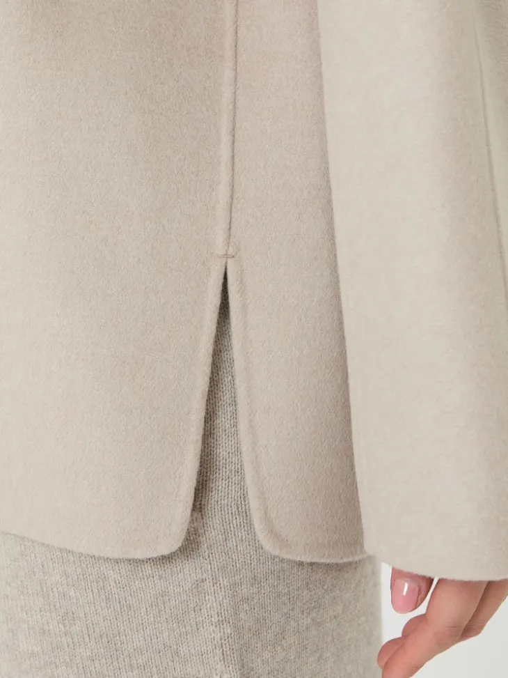 Wool broadcloth blouse - BEIGE