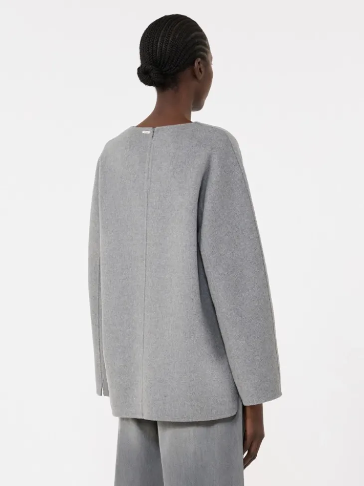 Wool broadcloth blouse - MEDIUM GREY