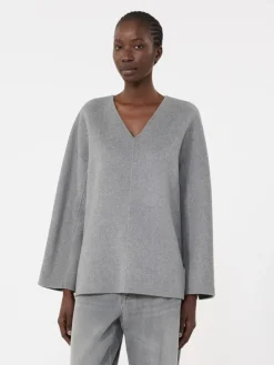 Wool broadcloth blouse - MEDIUM GREY