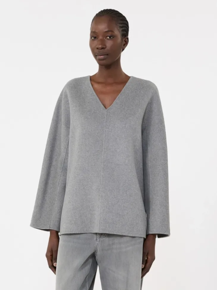 Wool broadcloth blouse - MEDIUM GREY