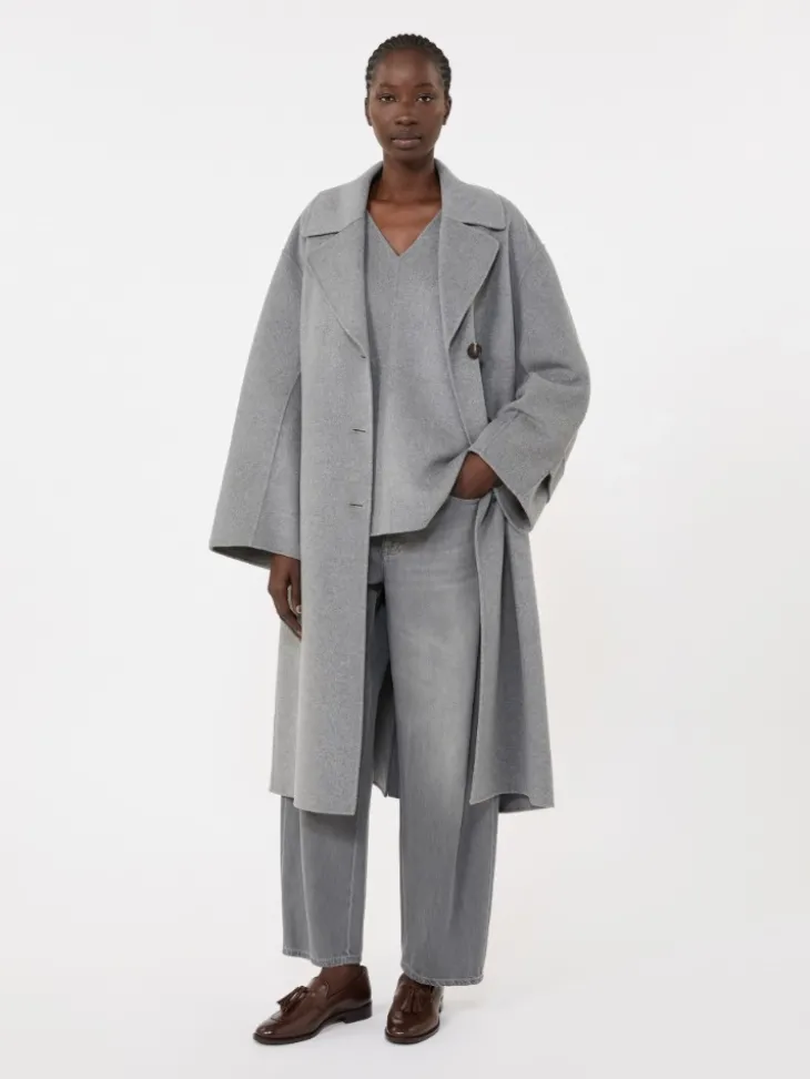 Wool broadcloth blouse - MEDIUM GREY