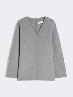 Wool broadcloth blouse - MEDIUM GREY