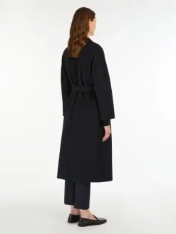 Wool broadcloth midi coat - MIDNIGHTBLUE