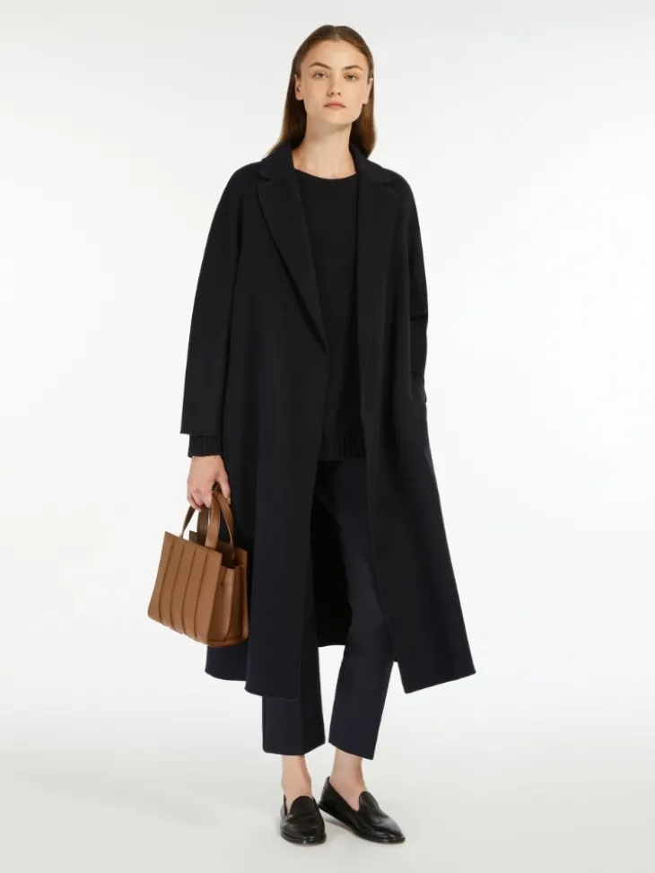Wool broadcloth midi coat - MIDNIGHTBLUE