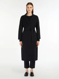Wool broadcloth midi coat - MIDNIGHTBLUE