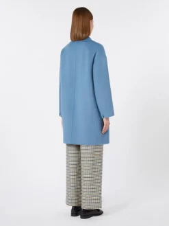 Wool broadcloth midi coat - LIGHT BLUE