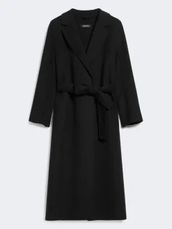 Wool broadcloth midi coat - BLACK