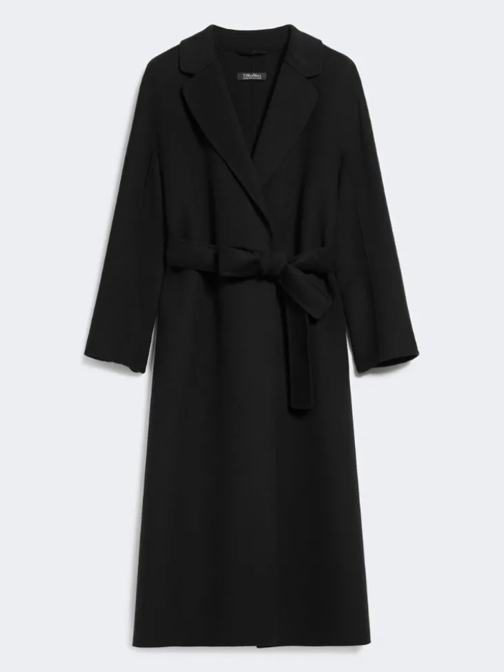 Wool broadcloth midi coat - BLACK