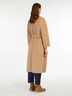 Wool broadcloth midi coat - CAMEL