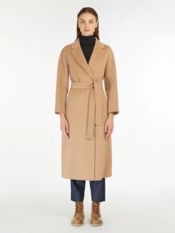 Wool broadcloth midi coat - CAMEL