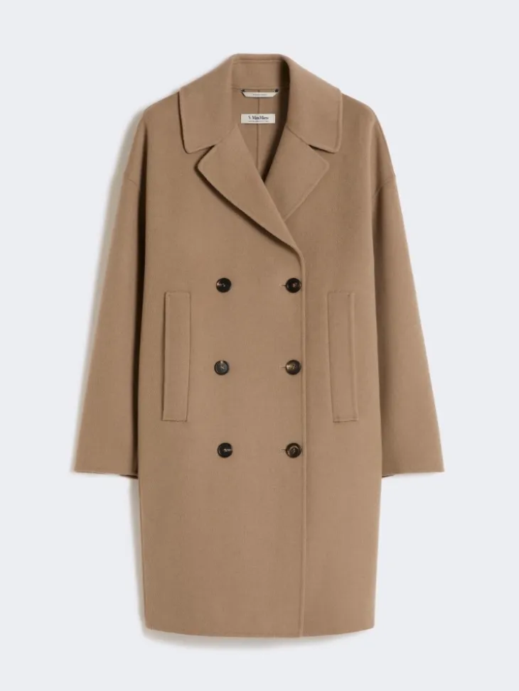 Wool broadcloth midi coat - BEIGE