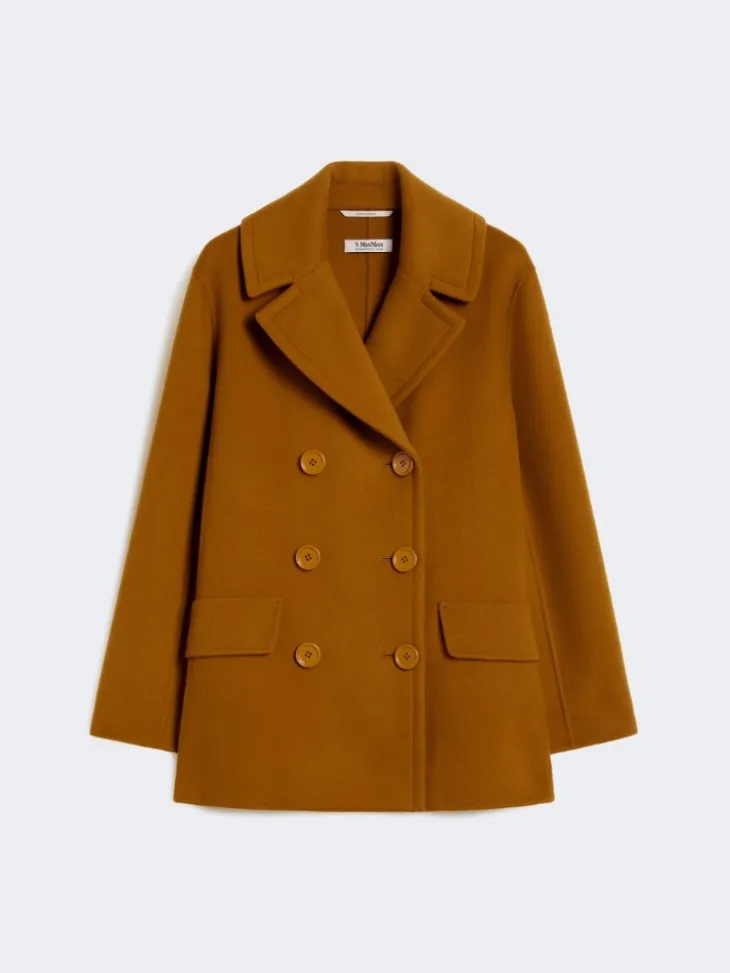 Wool broadcloth pea coat - MUSTARD