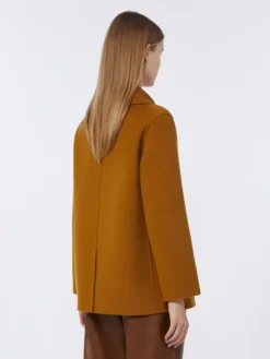 Wool broadcloth pea coat - MUSTARD