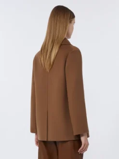 Wool broadcloth pea coat - TOBACCO