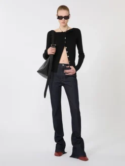 Wool cardigan with chain - BLACK