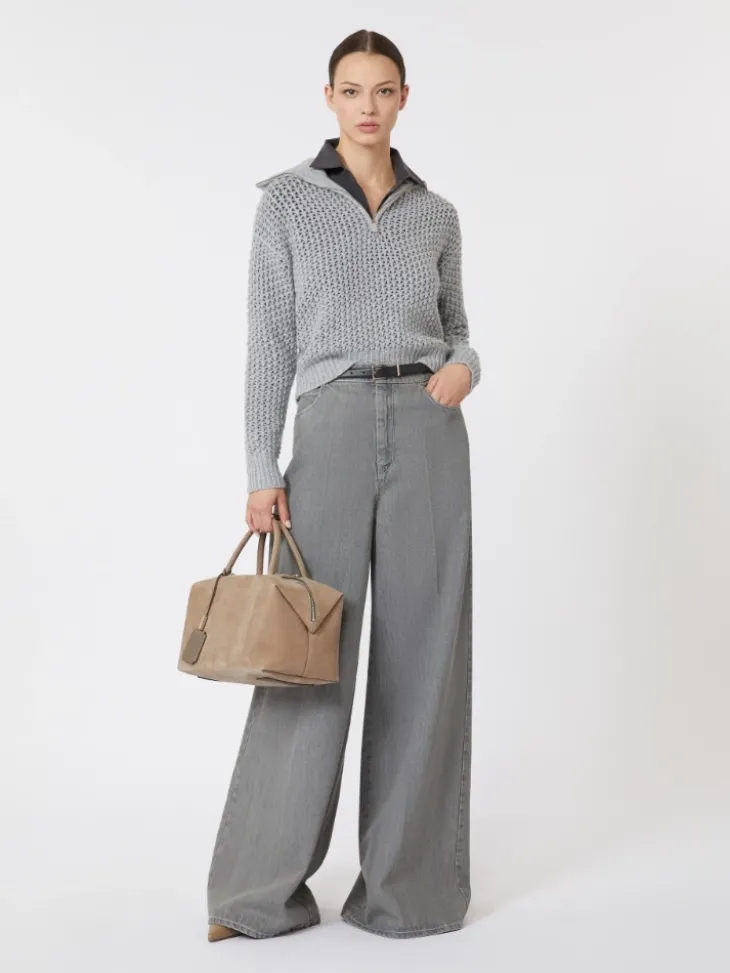 Wool, cashmere and lurex sweater - LIGHT GREY