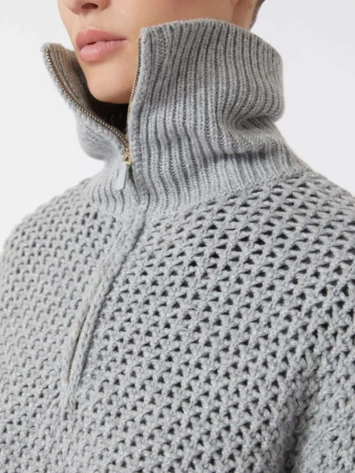 Wool, cashmere and lurex sweater - LIGHT GREY