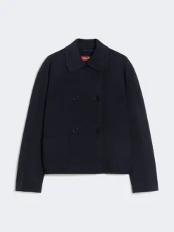 Wool, cashmere and silk boxy jacket - NAVY