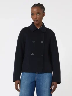 Wool, cashmere and silk boxy jacket - NAVY