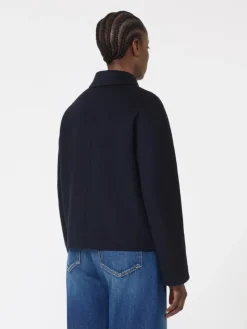 Wool, cashmere and silk boxy jacket - NAVY