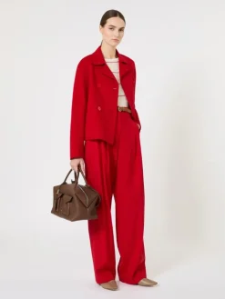 Wool, cashmere and silk boxy jacket - RED