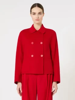 Wool, cashmere and silk boxy jacket - RED