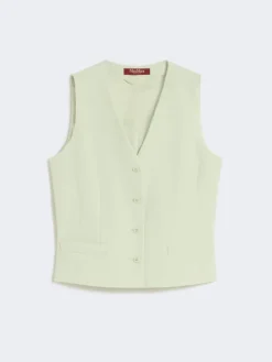 Wool crepe gilet - GREEN