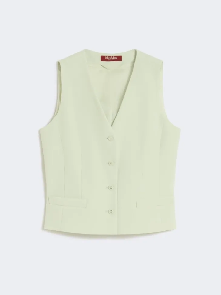 Wool crepe gilet - GREEN