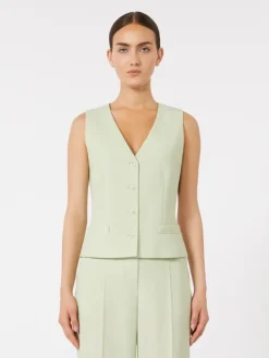 Wool crepe gilet - GREEN