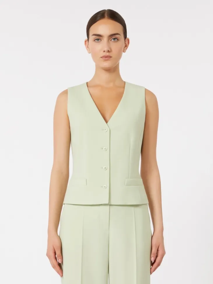 Wool crepe gilet - GREEN