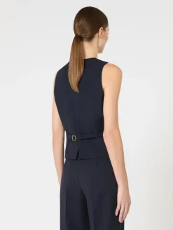 Wool crepe gilet - NAVY