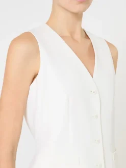 Wool crepe gilet - WHITE