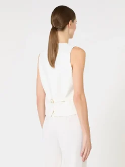 Wool crepe gilet - WHITE