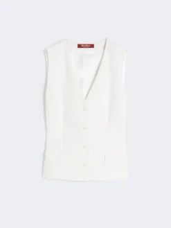 Wool crepe gilet - WHITE