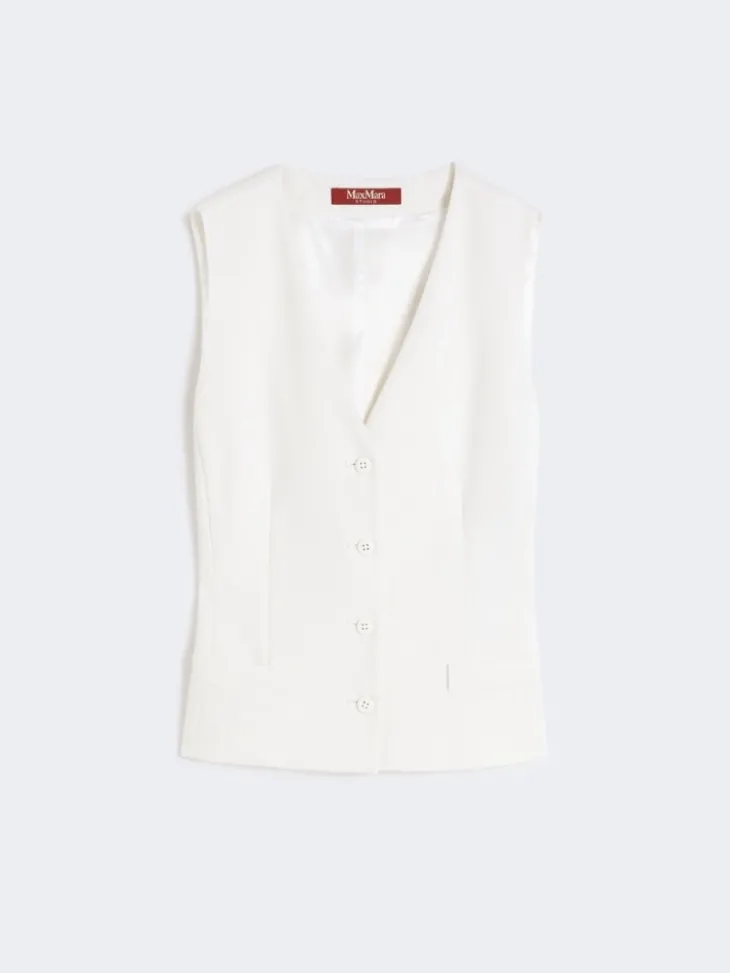 Wool crepe gilet - WHITE