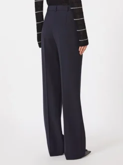Wool crepe trousers - NAVY