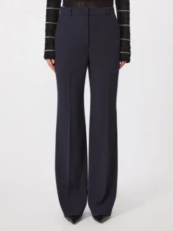 Wool crepe trousers - NAVY