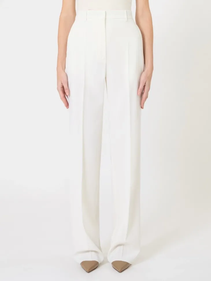 Wool crepe trousers - WHITE