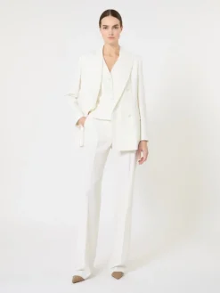 Wool crepe trousers - WHITE