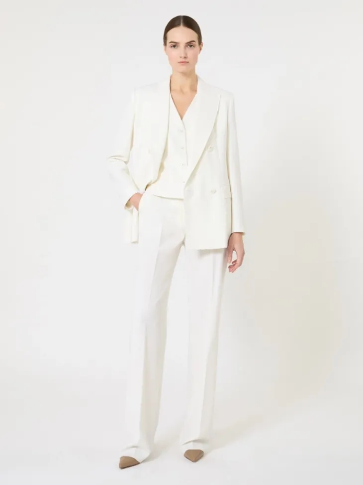 Wool crepe trousers - WHITE