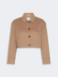 Wool drap cropped jacket - CAMEL
