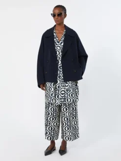 Wool drap pea coat - MIDNIGHTBLUE