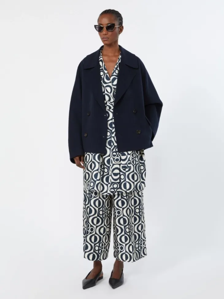 Wool drap pea coat - MIDNIGHTBLUE