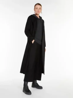 Wool drap wrap coat - BLACK