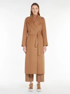Wool drap wrap coat - CAMEL