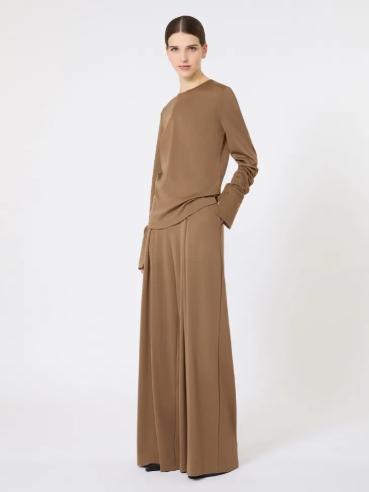 Wool jersey trousers - TOBACCO