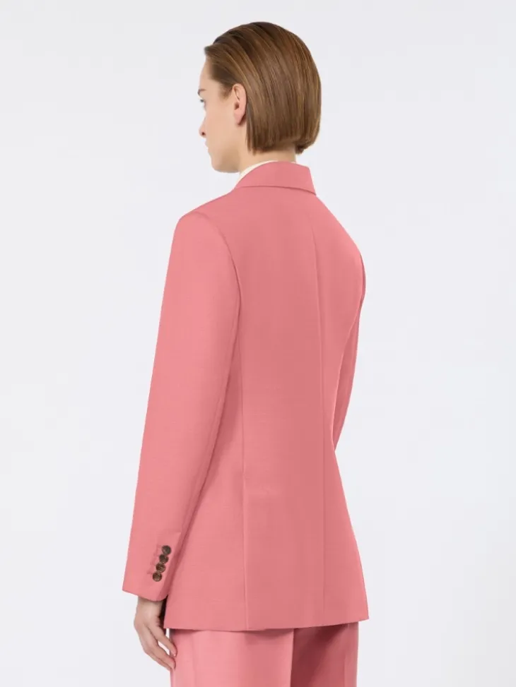 Wool, mohair and silk double-breasted blazer - CORAL