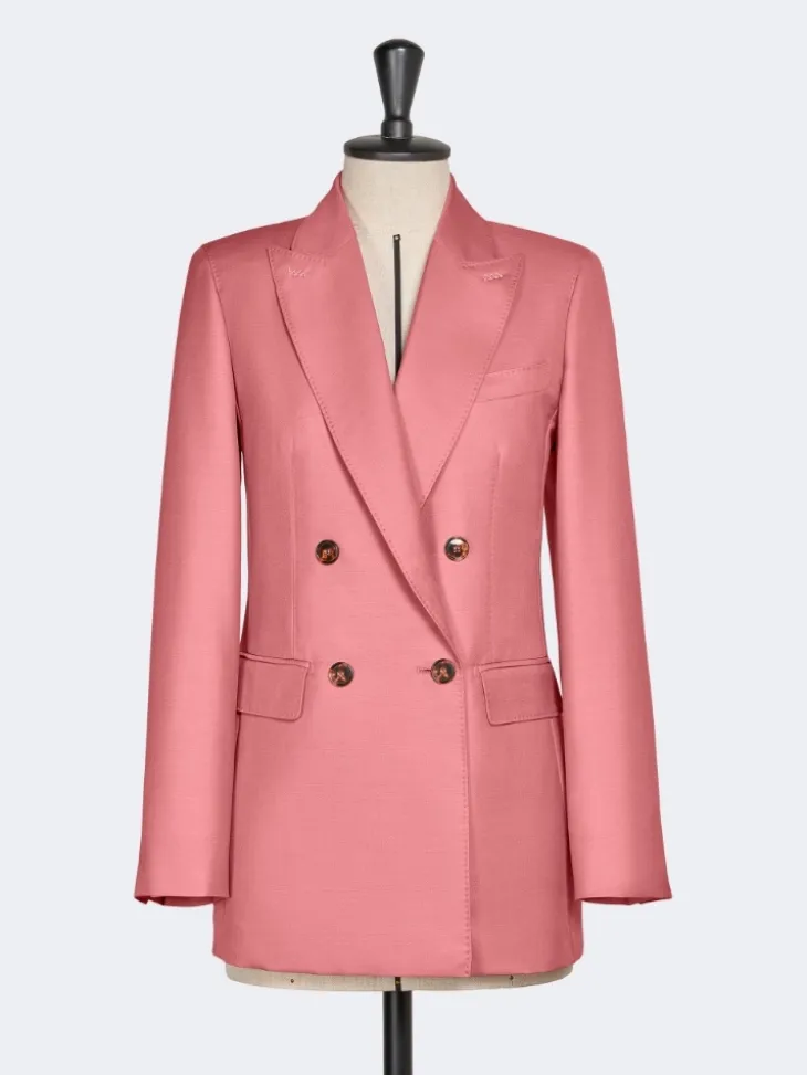 Wool, mohair and silk double-breasted blazer - CORAL