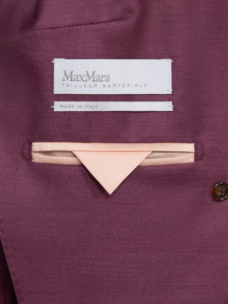 Wool, mohair and silk double-breasted blazer - WINE-COLOURED